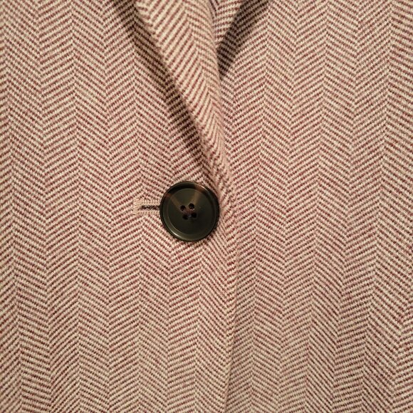 LOFT Faux Suede Elbow Patch Herringbone Blazer Sz 10 - Picture 9 of 13